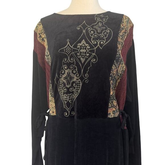 Vintage AHNI Velvet Tapestry Embroidered Maxi Dress ART TO WEAR Plus Size 2 NEW - Picture 8 of 13